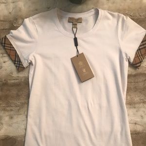 Burberry Tops - NWT Burberry Check Cuff T-shirt Burberry Tops - NWT Burberry Check Cuff T-shirt